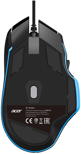 Мышь Acer OMW123 черный оптическая (6400dpi) USB (6but) фото 2