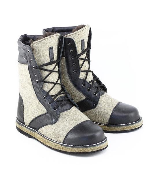 Берцы войлочные с кожаным носом и натур. мехом фото 1