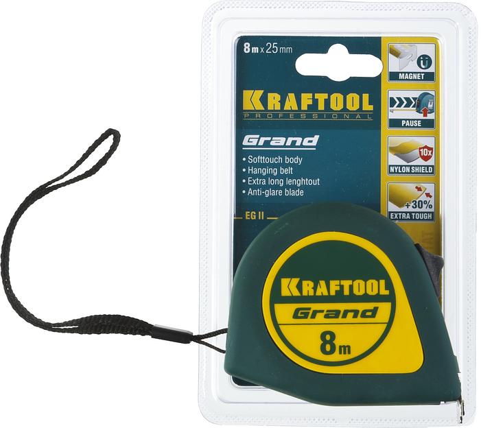 KRAFTOOL Grand, 8 м х 25 мм, рулетка (34022-08-25) фото 4