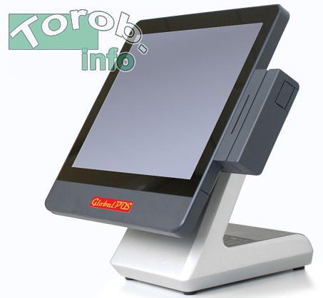 GlobalPOS AIR II - кассовый POS терминал-моноблок. 15", безрамочный, J1900, 2 GB RAM, MSR, dark grey (без HDD) фото 1