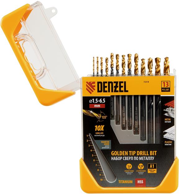 Набор сверл по металлу, 1,5-6,5 мм, HSS-Tin, Golden Tip, 13 шт// Denzel фото 2