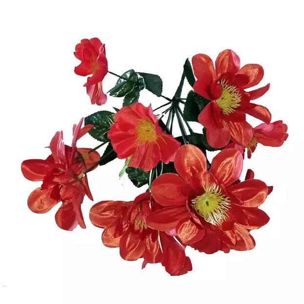 Букет композиции георгинов с маками 12 голов (2 вида 6+6) 38см 019-413+327 фото 2