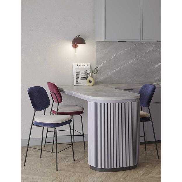 Стул полубарный Pea, велюр, темно-синий/бежевый фото 3