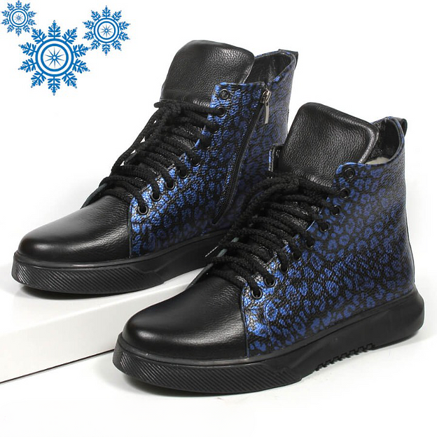 Зимние ботинки TAIS на шнурках с молнией, арт.MT238-2-Ш чёрно-синий ОПТ фото 6