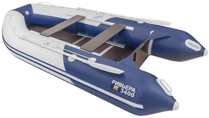 Лодка Ривьера 3400 СК Компакт, 3400*1600*460 мм., цвет: серый-синий фото 1