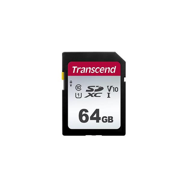 Карта памяти SDXC UHS-I U1 Transcend 300S 64 ГБ, 100 МБ/с, Class 10, TS64GSDC300S, 1 шт., без адаптера фото 1