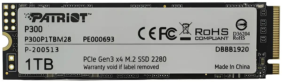 Жесткий диск SSD Patriot 1000Gb 2100/1650 Mb/s PCI-E x4 M.2 2280 (P300P1TBM28) ОПТ фото 1
