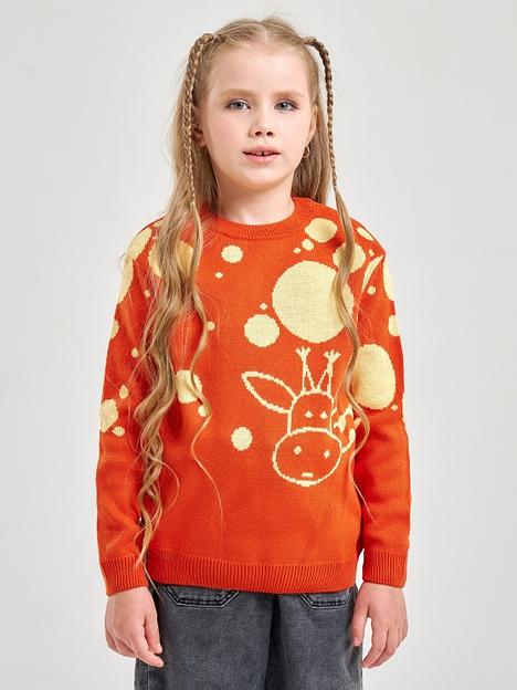 Джемпер «Жирафик» терракотовый, для девочек ОПТ фото 1