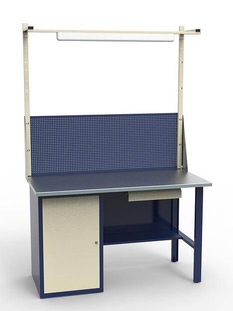 Верстак слесарный с оцинкованной столешницей, тумбой и рамой освещения СВ-1Т.01.00.14_сб4 фото 1