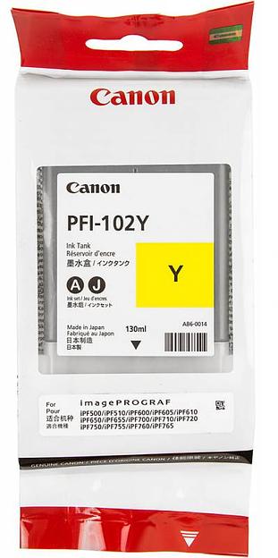 Картридж струйный Canon PFI-102Y 0898B001 желтый (130мл) для Canon iPF510/605/610/650/655/750/760/765 фото 1