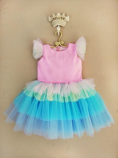 Платье  «Её малышество» для девочек нарядное, многоцветный, 104 фото 1