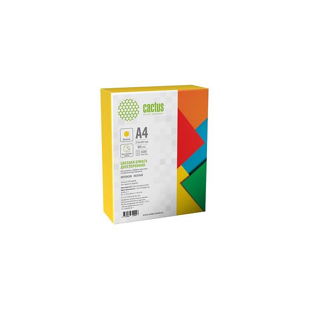 Бумага Cactus CS-CPY-A480500, A4, 500л, 80г/м2, желтый интенсив фото 1