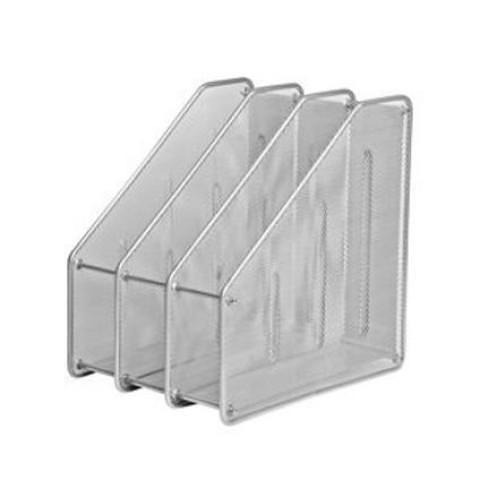 Лоток для документов вертикальный, А4, 3 отделения, из перфор. металла, серебро, Forofis фото 1