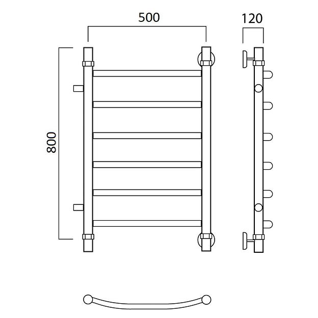 Полотенцесушитель водяной Роснерж Дуга L104001 80x50 с боковым подключением 500 фото 2