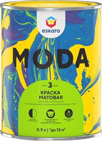 Краска в/д матовая для стен и потолков "Eskaro Moda 3" База А 0,9л фото 1