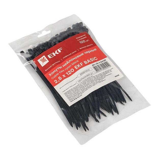 EKF plc-cb-2.5x120 Хомут нейлоновый черный (2,5х120) (100шт.) EKF Basic фото 2