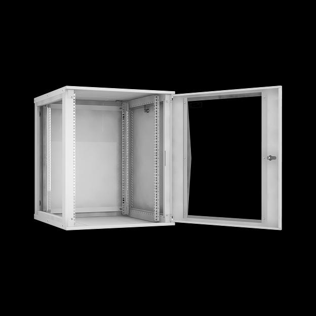 Настенный разборный шкаф TLK 19", 15U, стеклянная дверь, Ш600хВ703хГ600мм, 2 пары монтажных направляющих, серый фото 3