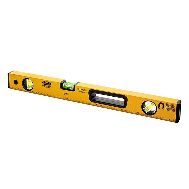 Измерительный и разметочный инструмент Deli Строительный уровень Deli DL290500 500мм, алюминиевый сплав, мягкие резиновые заглушки, магнит, измерение под углом 45° фото 2