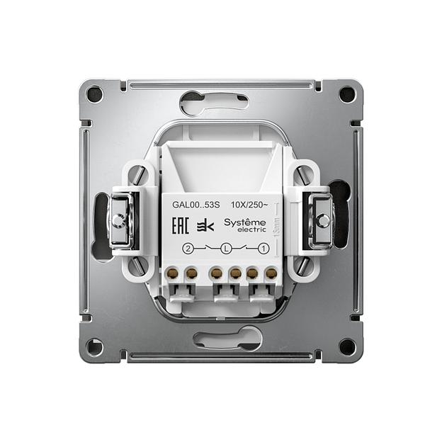 ARTGALLERY 2-клавишный ВЫКЛЮЧАТЕЛЬ с подсветкой, сх.5а, 10АХ, механизм, быстрозажимные клеммы, БАЗАЛЬТ фото 2