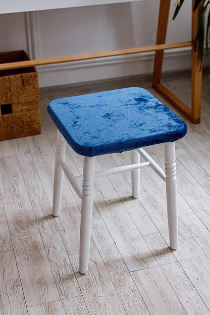 Чехол на табурет Чехлы&Пледы «Велюр Марсия» джинсовый (2 шт) ОПТ фото 1