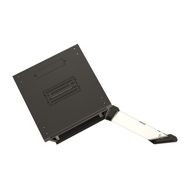 Шкаф серверный Hyperline (TWB-0666-GP-RAL9004) настенный 6U 600x600мм пер.дв.стекл 2 бок.пан. 60кг черный IP20 сталь фото 1