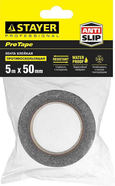STAYER 50 мм, 5 м, черная, противоскользящая клейкая лента, Professional (12270-50-05) фото 2
