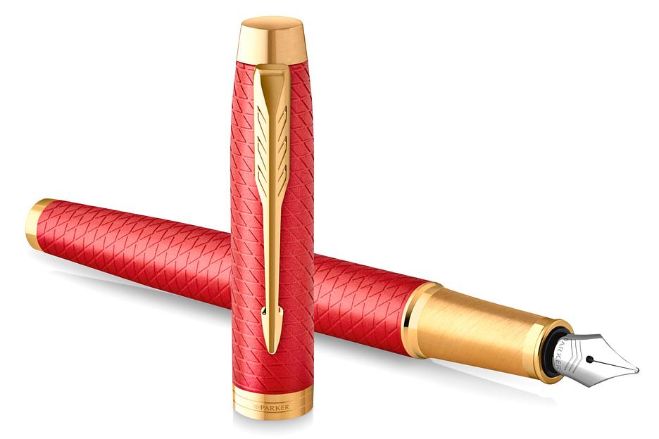 Ручка перьев. Parker IM Premium F318 (CW2143650) Red GT F сталь нержавеющая подар.кор. фото 3