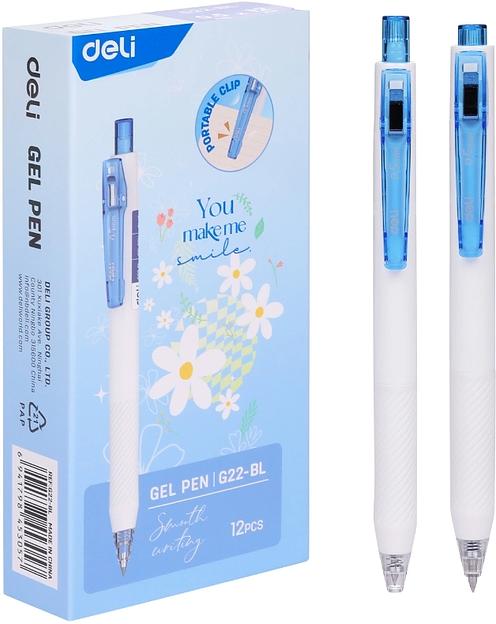 Ручка гелев. автоматическая Deli EG22-BL белый/синий d=0.5мм син. черн. кор. фото 1