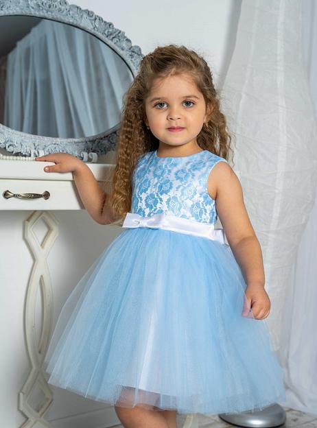 Платье для девочки Энди нарядное, голубое, 22-214_2, опт фото 1