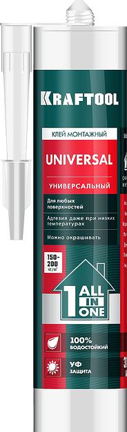 KRAFTOOL UNIVERSAL, 310 мл, белый, универсальный монтажный клей (41341) фото 1