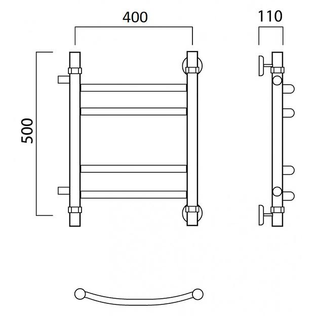 Полотенцесушитель водяной Роснерж Дуга L104011 50x40 с боковым подключением 320 групповой фото 2