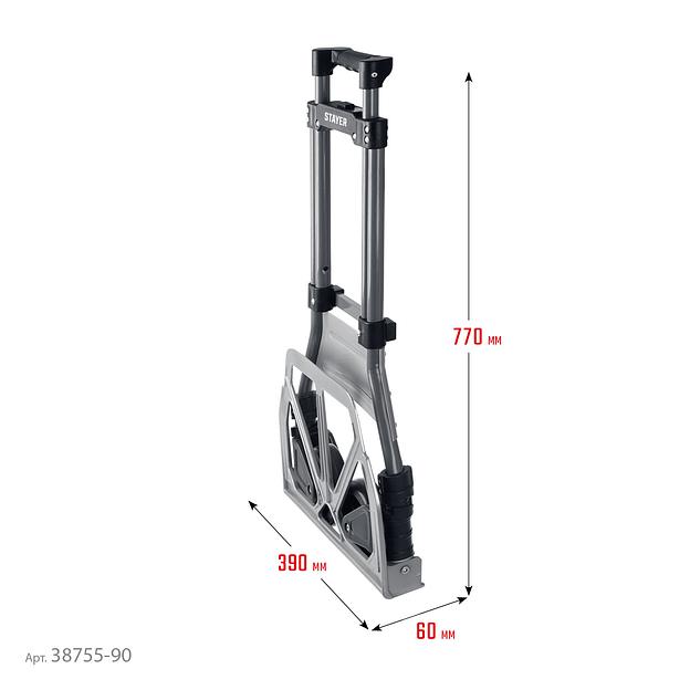 STAYER PROTruck, до 90кг, каркас из стали, платформа из алюминия, платформа 39х28см, колеса d13см, вес 4кг, складная хозяйственная тележка (38755-90) фото 7