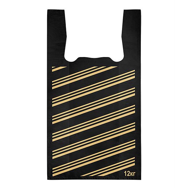 Пакет-майка "Полоса" 35*65см 18мк черный - 100 шт фото 1