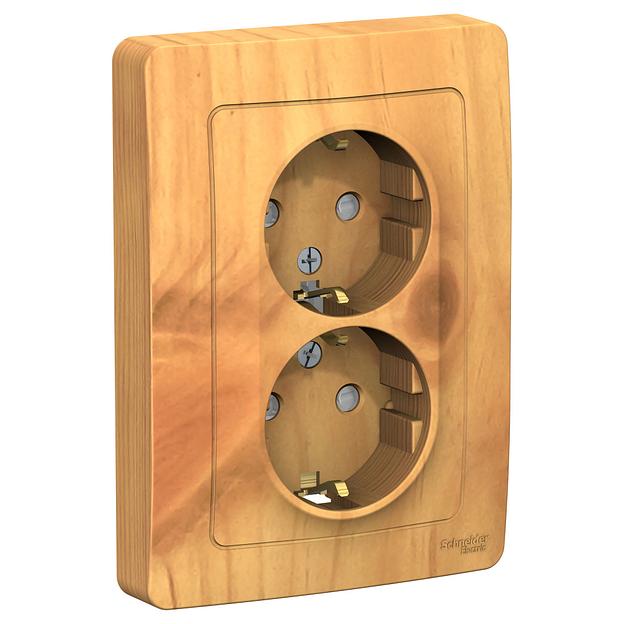 Systeme electric BLNRS001125 BLANCA С/У РОЗЕТКА двойная с заземлением со шторками, 16А, 250В, ЯСЕНЬ фото 1