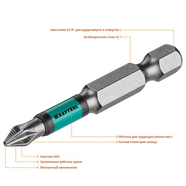 KRAFTOOL Optimum, PH1, 50 мм, 10 шт, биты (26122-1-50-10) фото 2