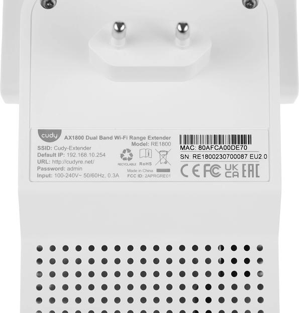 Точка доступа Cudy RE1800 AX1800 10/100/1000BASE-TX/Wi-Fi белый фото 4