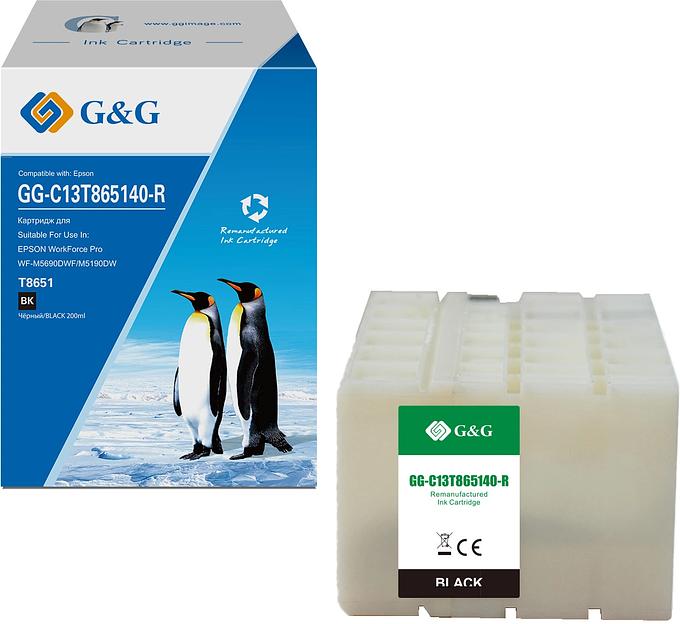 Картридж струйный G&G GG-C13T865140-R T8651 черный (200мл) для Epson WF Pro WF-M5690DWF/M5190DW фото 1