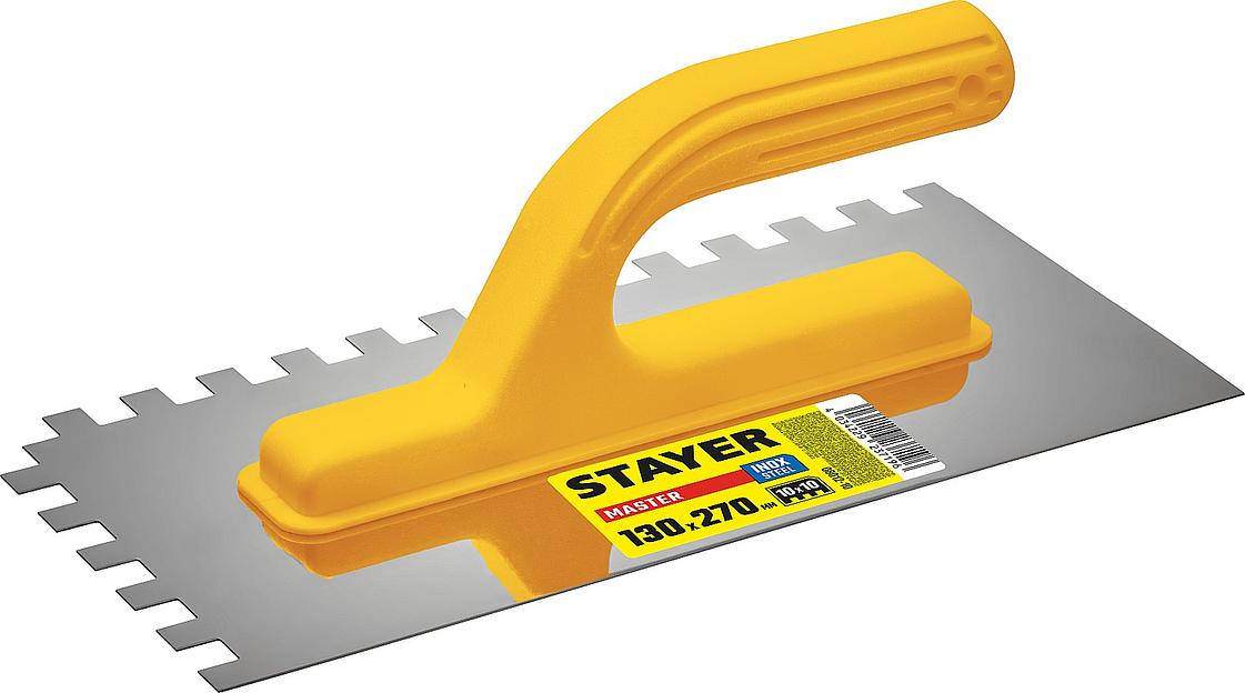 STAYER 130 х 270 мм, зуб 10 х 10 мм, штукатурная гладилка (08012-10) фото 1