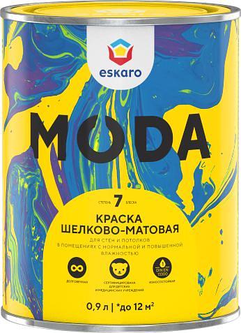 Краска в/д шелковисто-матовая для стен и потолков "Eskaro Moda 7" База А 0,9л фото 1