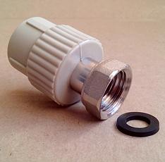 Муфта с накидной гайкой PPR ø 20x1/2 серый фото 1