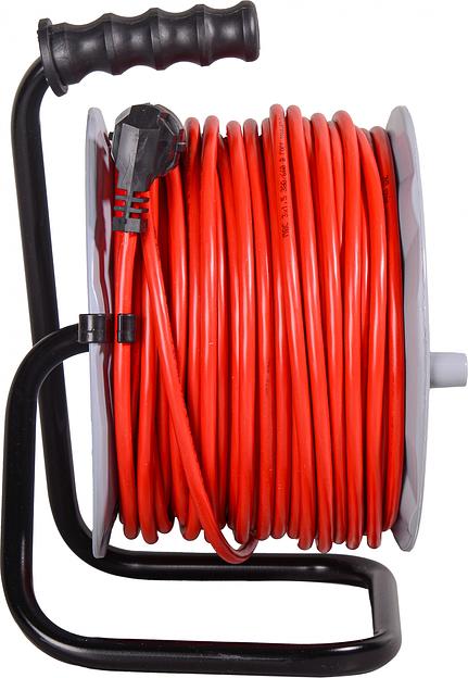Удлинитель силовой Ресанта СУ-3х1,5-50/2 (61/118/12) 3x1.5кв.мм 4розет. 50м ПВС катушка красный фото 5