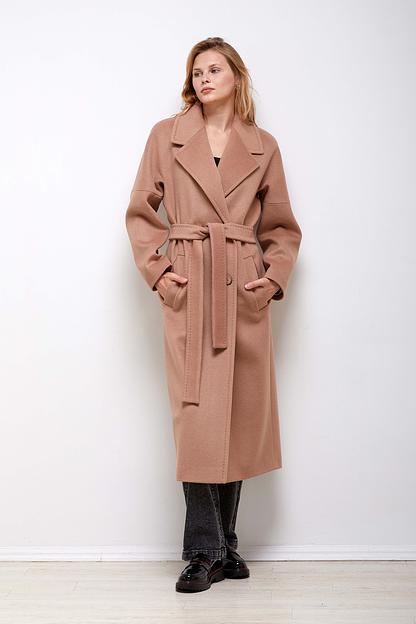 Женское демисезонное пальто двубортное Mmoda кэмл, арт.2223725-6 фото 4