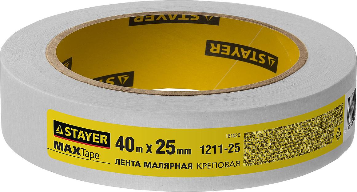 STAYER MAXTape 25 мм х 40 м, креповая, малярная лента, MASTER (1211-25) фото 3