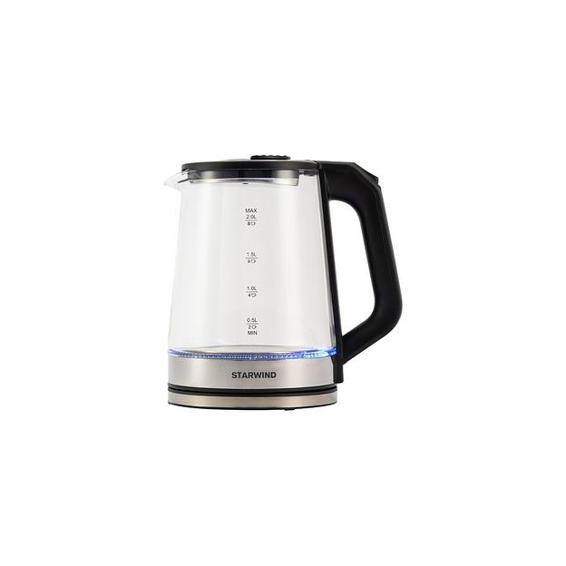 Чайник электрический StarWind SKG5778, 2000Вт, черный и прозрачный фото 1