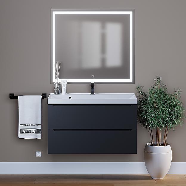 Тумба под раковину для ванной Uperwood Tanos 90 см, подвесная, черная матовая фото 4
