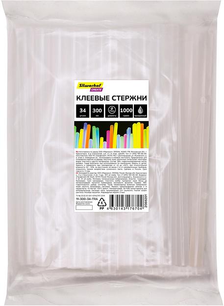 Cтержни клеев. для клеев.пист. Silwerhof 11-300-34-TRA дл.300мм D11мм прозрачный упак:34шт фото 1