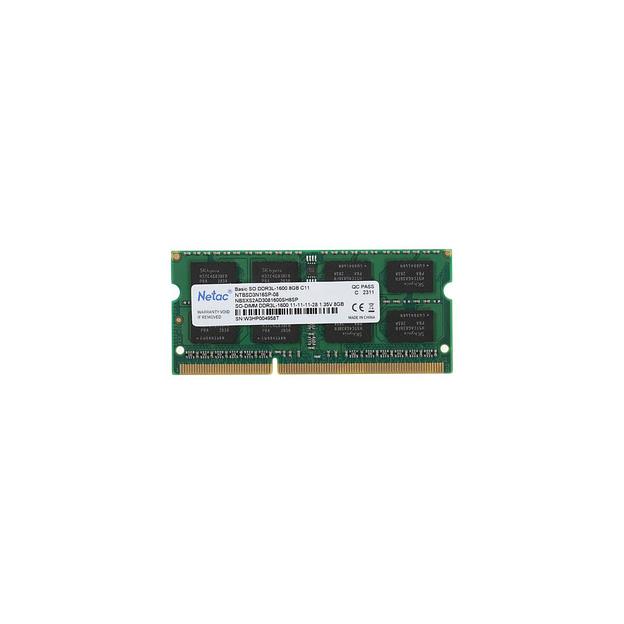 Оперативная память NETAC Basic NTBSD3N16SP-08 DDR3L - 1x 8ГБ 1600МГц, для ноутбуков (SO-DIMM), Ret фото 1