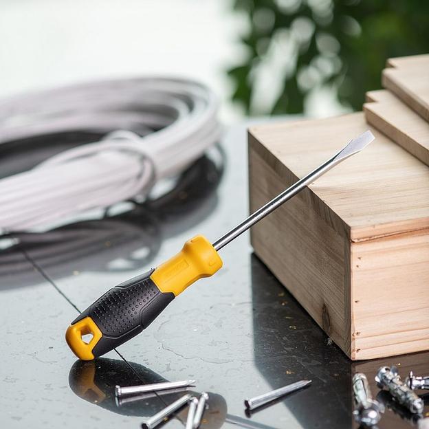 Шлицевая отвертка Deli DL6361251 6х125мм Материал: CR-V. Двухкомпонентная ручка. Хромированная. фото 5