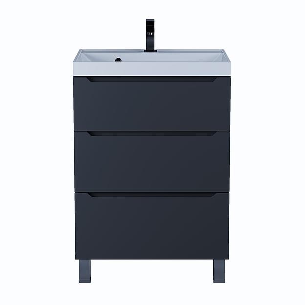 Тумба под раковину для ванной Uperwood Tanos 60 см, напольная, черная матовая, 3 ящика фото 8