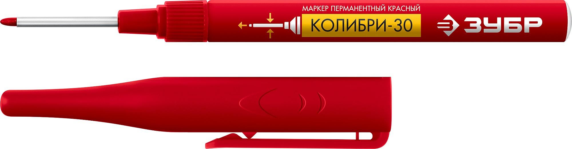 ЗУБР Колибри-30 красный, наконечник L 30 мм, d 3.0 мм, перманентный маркер для отверстий (06338-3) фото 1